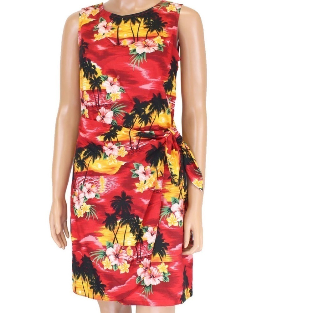 Hawaiian Tropical Sarong Wrap Dress by Pacific Legend Mini Palm Trees Medium